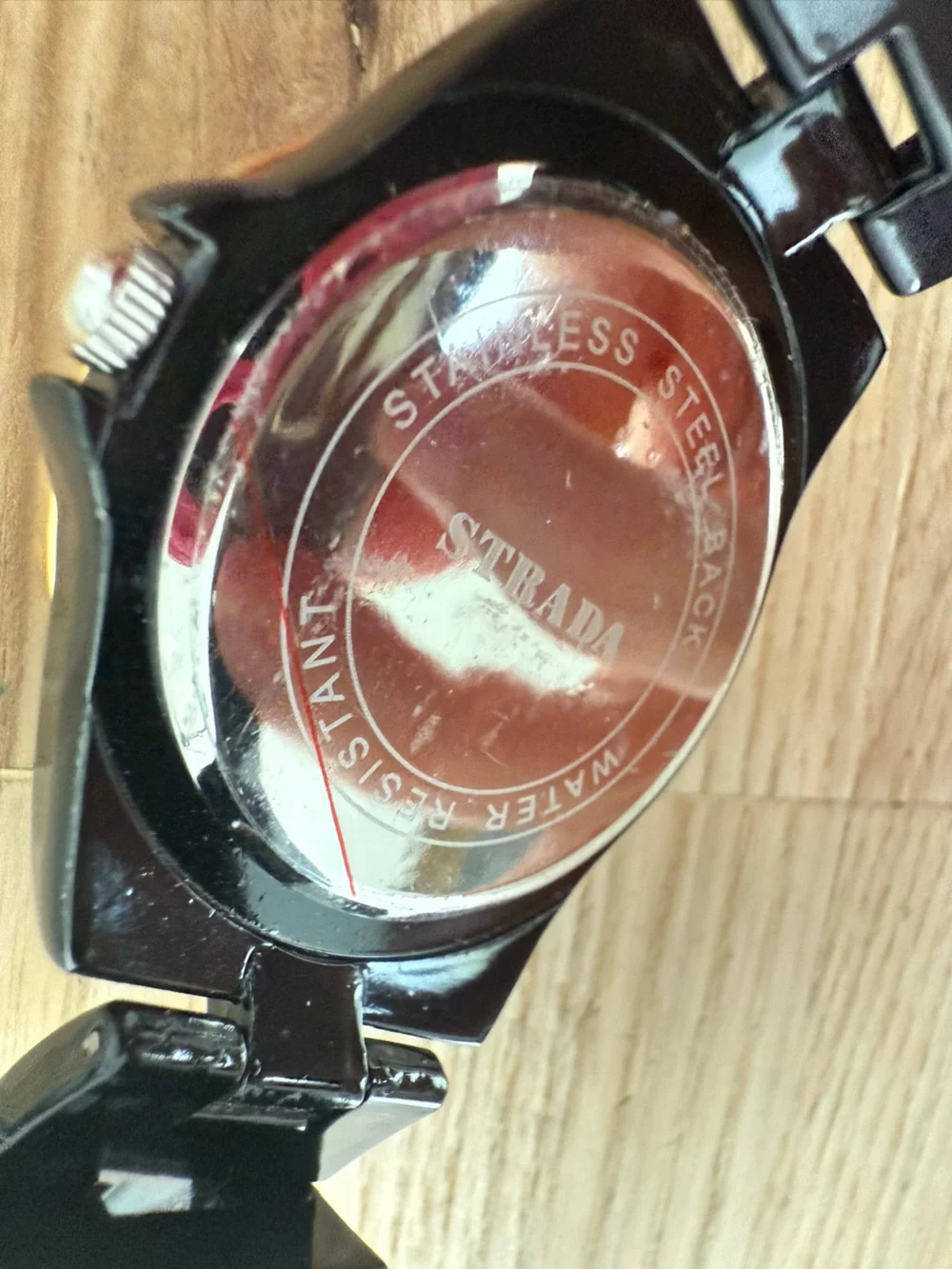 Strada black dial black link fashion watch NEW BATTERY